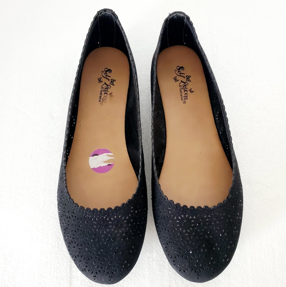 Self Esteem women's flat shoes black size 6.5.
